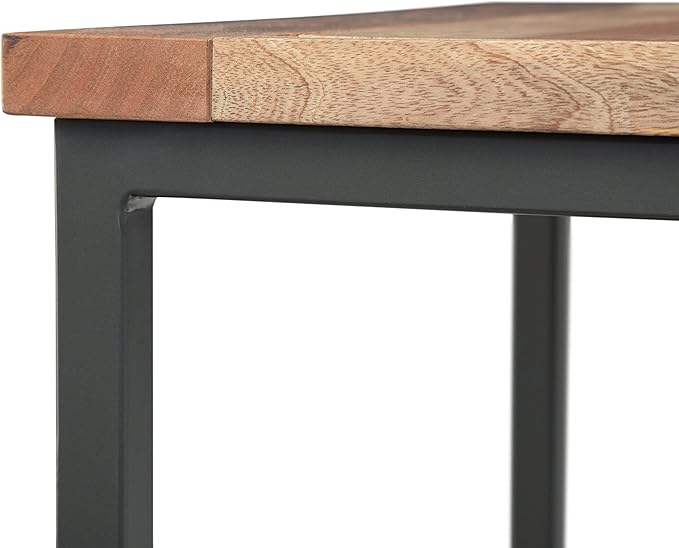 SIMPLIHOME Skyler SOLID MANGO WOOD and Metal 22 inch Wide Square Industrial E...