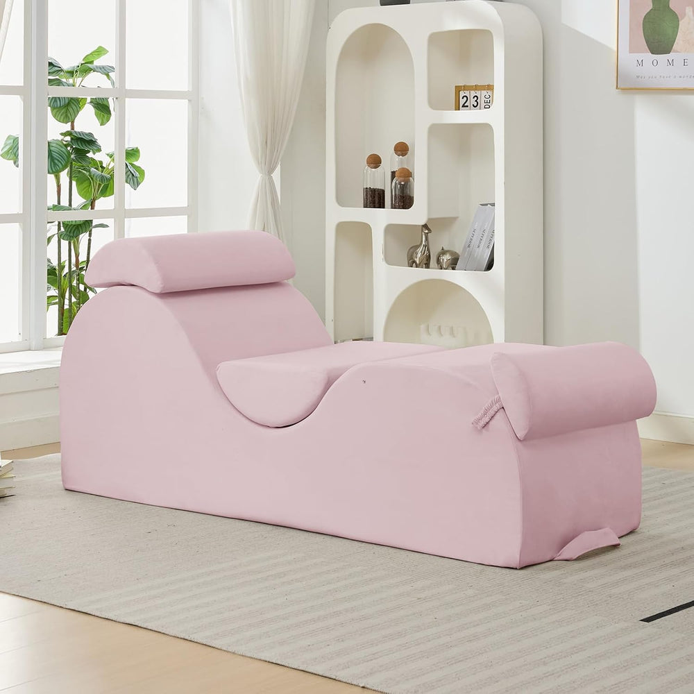 ijuicy 25 Inch Home Stretch Yoga Chair, Velvet Fitness Yoga Chaise Lounge Cha...