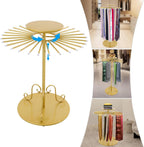 Rotating Scarf Display Rack with 30 Rods,Golden Freestanding Scarf Display Stand Height Adjustable Scarf Holder Organizer for Scarf Shawl Jewelry Trouser