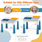 Arscniek Toddlers Activity Table 7 in 1 Kids Activity Tables and Chair Set with 152Pcs Large Marble Run Building Blocks, Sand/Water Tables, Kids Learning Play Table Toys for Girls Boys Toddler Age 3-7