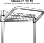 WDT 2 Tier Heavy Duty Utility Cart,NSF Rolling Carts with Wheels,660Lbs Capacity Storage Cart with Handle,Kitchen Carts on Wheels,Commercial Grade Metal Serving Cart with Shelves,35.63"x18.1"x 33.93"