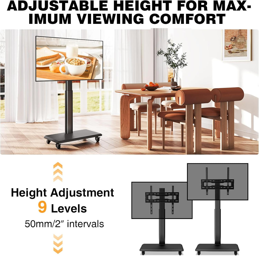 TVON Rolling TV Stand for 32-70Inch TVs, Elegant Floor TV Stand with Wheels |...