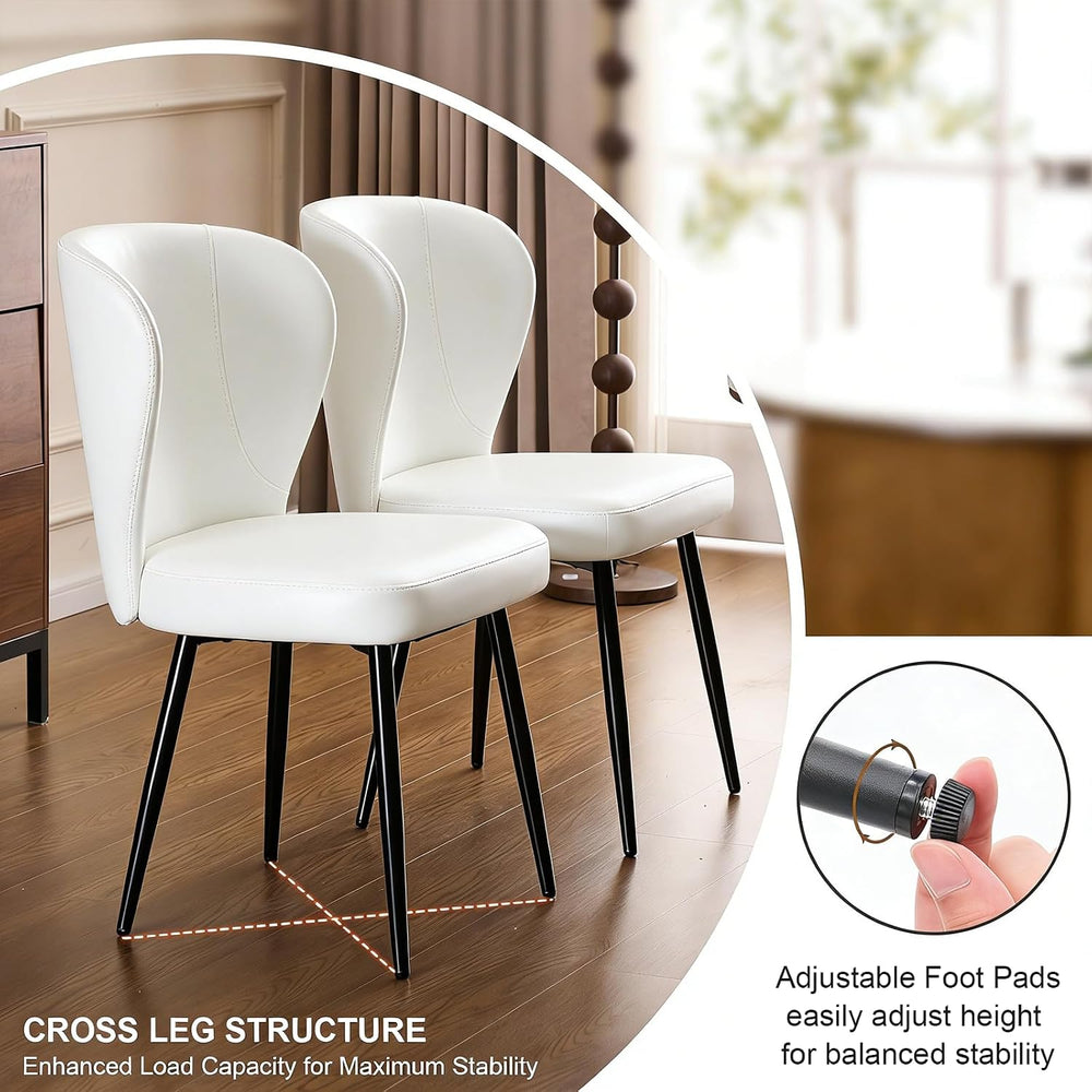 Dining Chairs Set of 4, Upholstered Synthetic Leather Kitchen Chairs, Mid-Cen...