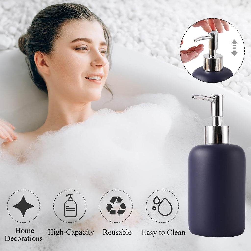 21 Pcs Bathroom Accessory Set with Waterproof Shower Curtain and Non Slip Mat,Resin Bath Set with Toothbrush Holder and Lotion Soap Dispenser,Bathroom Countertop Organizer Set for Home Apartment