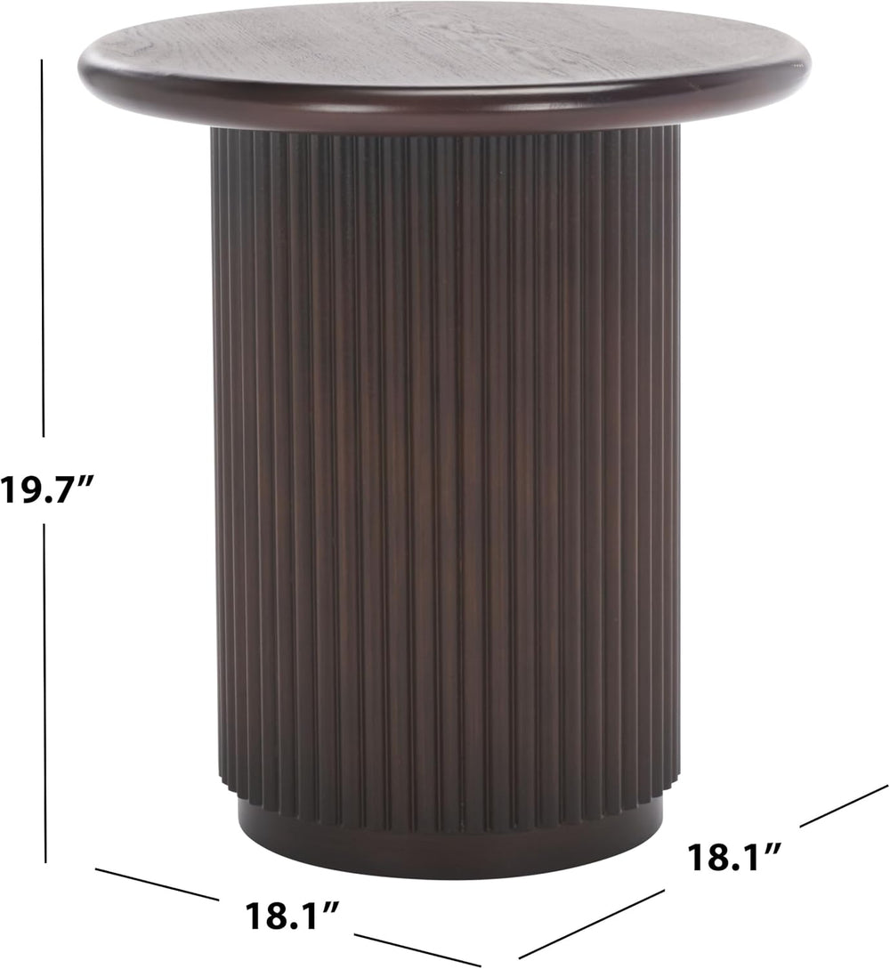 SAFAVIEH Home Collection Agami Dark Brown Round Top Pedestal End Table (Fully...