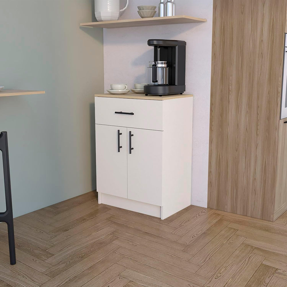 Netal Pantry Cabinet - Extra Kitchen Storage in Ivory and Natural Oak