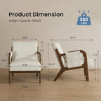 DUMOS Accent Chairs Set of 2, Mid Century Modern Accent Chair with Lumbar Pillow and Solid Wood Frame, Upholstered Armchair Reading Chair for Living Room, Bedroom, Beige