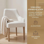 Linen Dining Chairs Set of 6, Upholstered Farmhouse Kitchen Chair Accent Chairs Side Chair with Wood Legs for Living Room/Dining Room/Bedroom/Restaurant, Upgraded Size, Cream