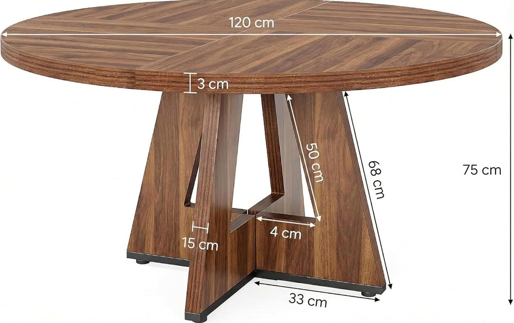 Lailang 47 Inch Dining Table, Round Kitchen Table, Dining Room Table for 4, R...
