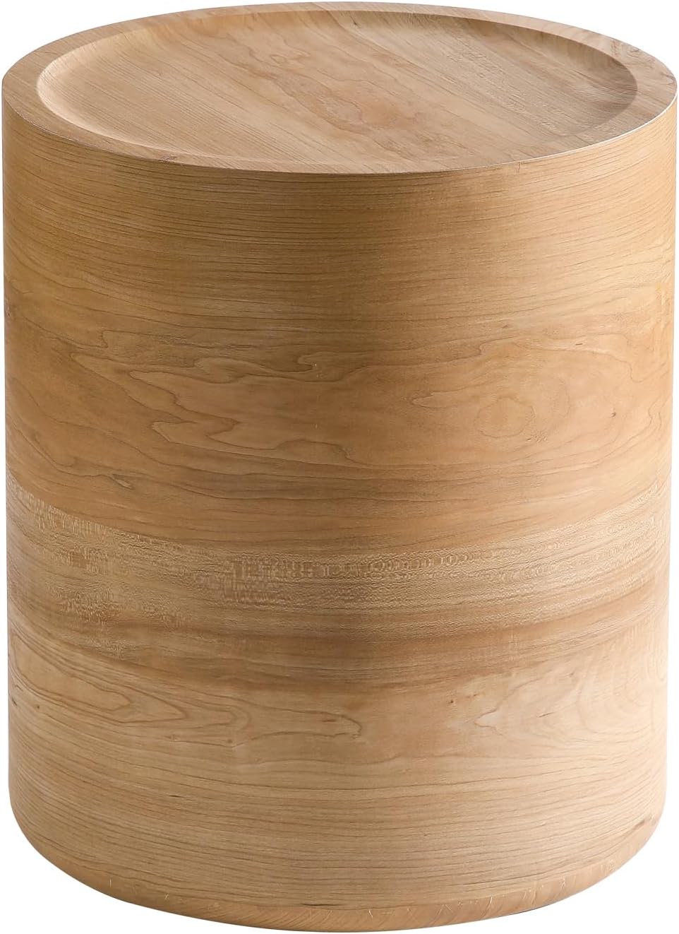 Round End Table for Living Room, Modern Drum Circle Side Table for Small Spac...