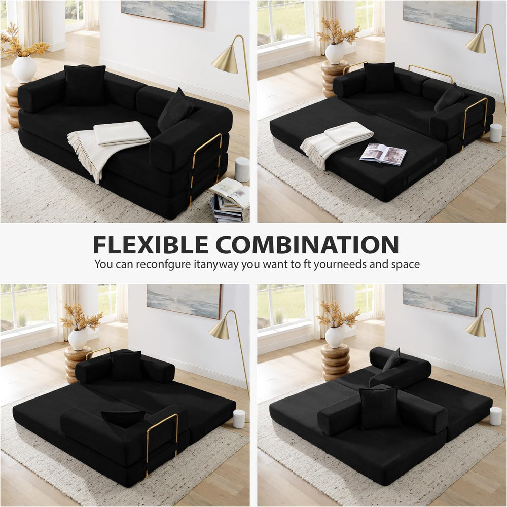 HANXIN 78 Inch Convertible Sleeper Sofa Bed, Folding Floor Mattress Couch wit...