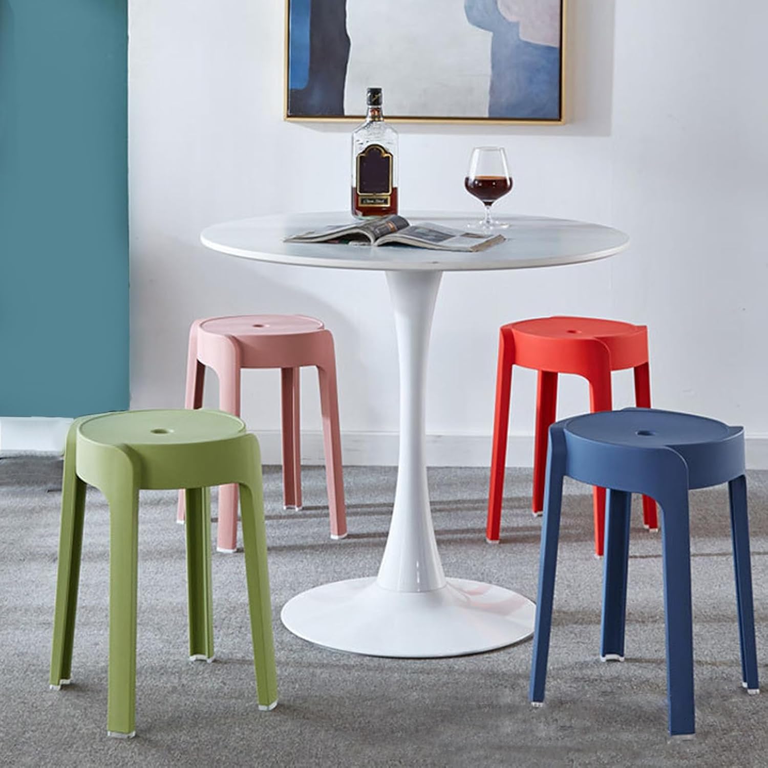 Portable Plastic Stools, 6-Pack Stackable Nesting Stools for Kitchen Bar, Classroom, Outdoor & Party - Lightweight, Heavy Duty 330lbs, Easy Clean, Space-Saving Foldable Design 6pcs