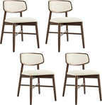 CHITA Wooden Dining Chairs Set of 4, Mid Century Modern Dining Room Chair, Natural Solid Wood Frame Kitchen Chairs, for Dining Room, Kitchen, Living Room (Upholstered Seat, Walnut)