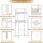 3-Tier Kitchen Bakers Rack with Adjustable Shelves, Freestanding Kitchen Microwave Stand with Storage, Split Design Coffee Bar Shelf for Home Office (White, 25.6")