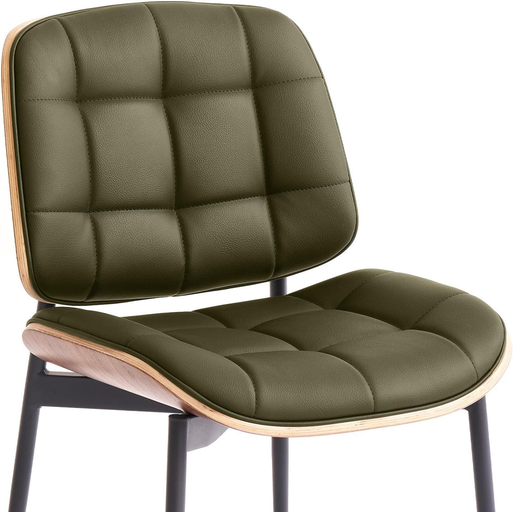 GrandNoor Mid Century Modern Dining Chairs with Walnut Grain Back, Green Faux...