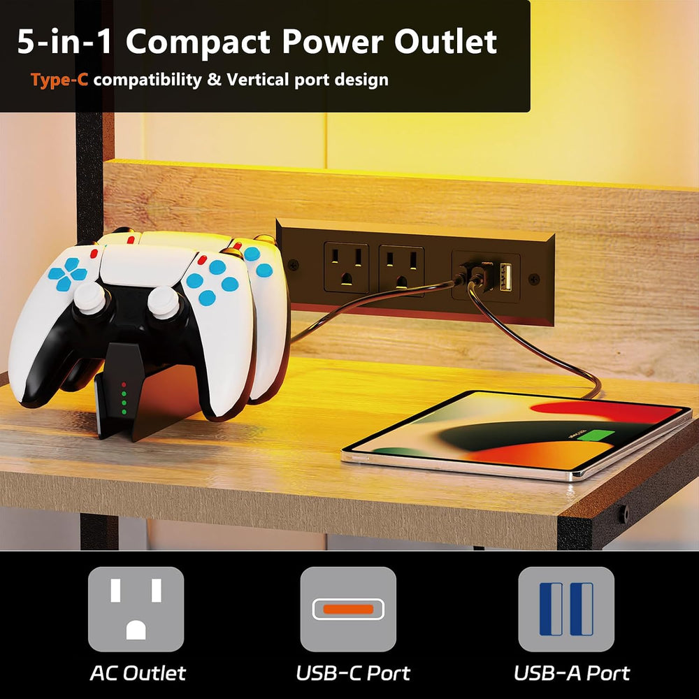 SZLHANJZ Nightstand Set of 2, with Charging Station, 3 Fabric Drawers