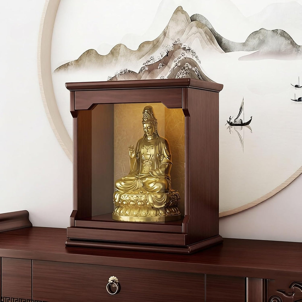 Solid Wood Tabletop Buddhist Table with Pull-Out Drawer, Tribute Personal Shr...