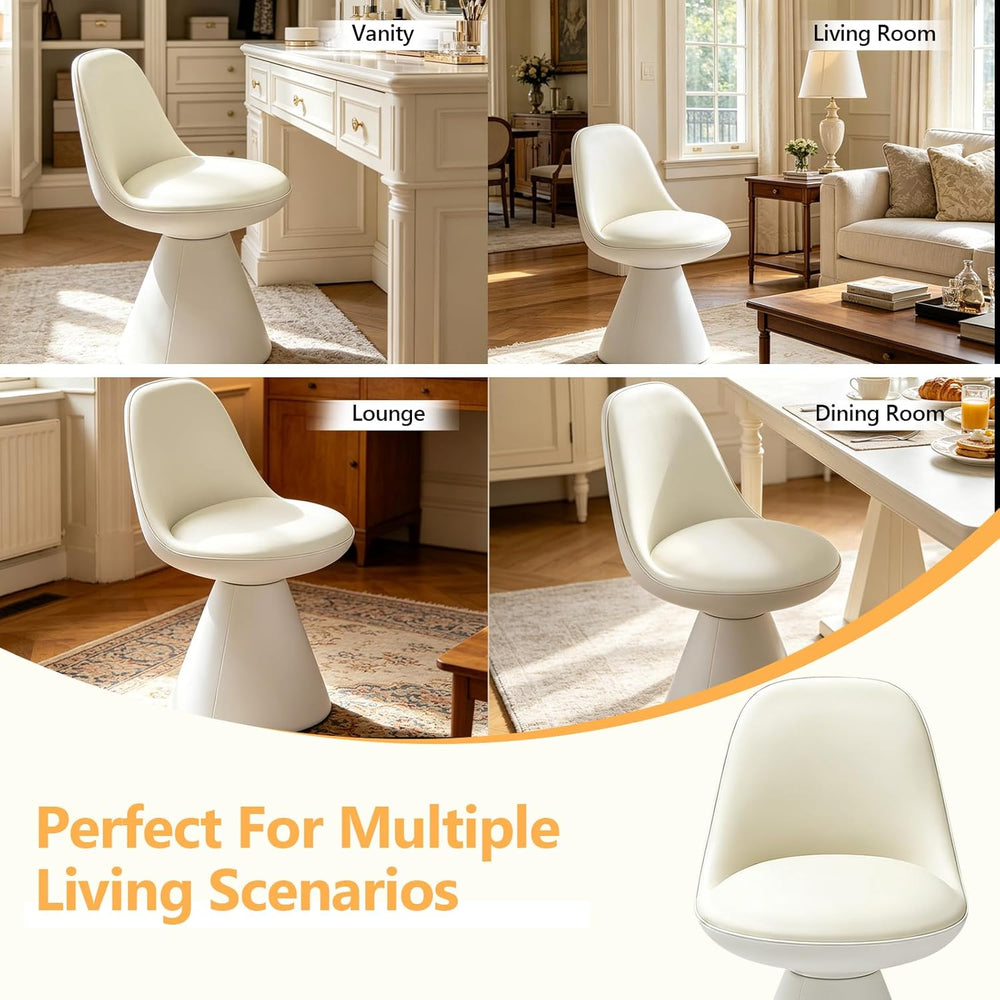 Swivel Vanity Chair, Multifunctional Upholstered Ottoman Foot Stool Leather w...