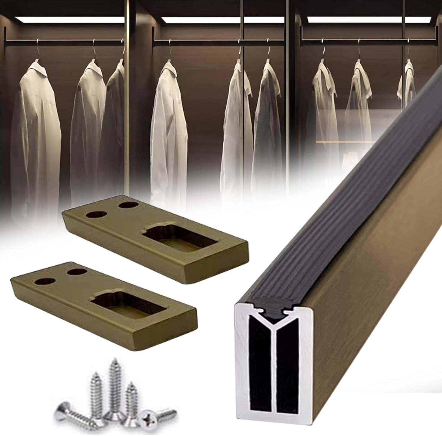 Square Closet Rods-Cuttable, Removable-Heavy Duty Black Wardrobe Rods and Brackets-Commercial, 12 16 18 24 28 30 60 72 In-Suitable for.Laundry.Home.Hotel.Clothing Store (Champagne,60in)