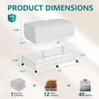 Wisuce Bamboo Under Bed Storage Containers- Underbed Organizer with Wheels with Large Dust Bag,Sturdy Wood Rolling Under the Bed Shoe Storage Organizer Drawer 2 Packs (White, Long)