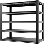 Industrial Storage Rack,Heavy-Duty Steel Shelving Unit,Multi-Purpose Garage Organization System Black 72" H x 35" W x 15.5" D 5-Tier