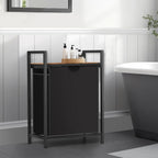 Laundry Sorter with Removable Bag, 16 Gallons Laundry Hamper with Adjustable Feet, Laundry Basket for Laundry Room, Bathroom and Bedroom(Black and Rustic Brown)