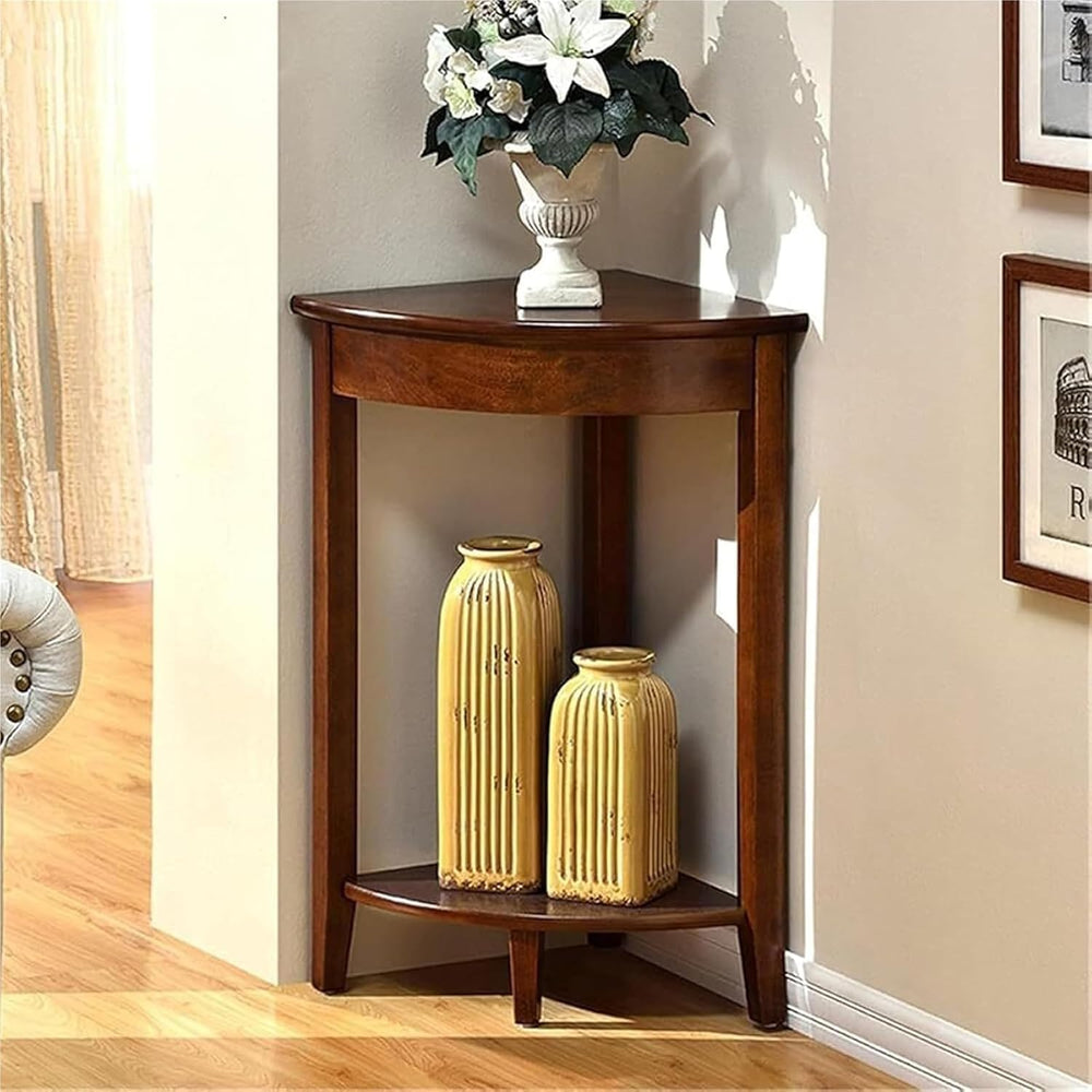 Home Furnishing Corner Table, Solid Wood Triangle Corner End Table, Compact S...