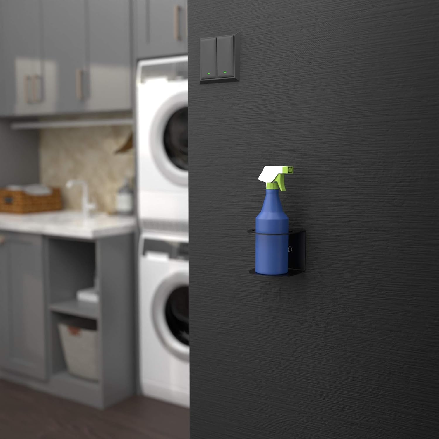 Koova All-Purpose Spray Bottle Holder | Easy Install Wall Mount - Hardware Included | Heavy-Duty Powder Coated Steel Storage Rack for Garage And Home | Craft Workspace Paint Bottle Organizer USA Made