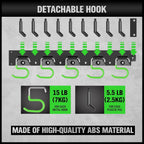SWANLAKE Plastic 64 Inch Adjustable Storage System, Wall Mounted Hooks Tool Organizer, Garden Tool Hangers, Black