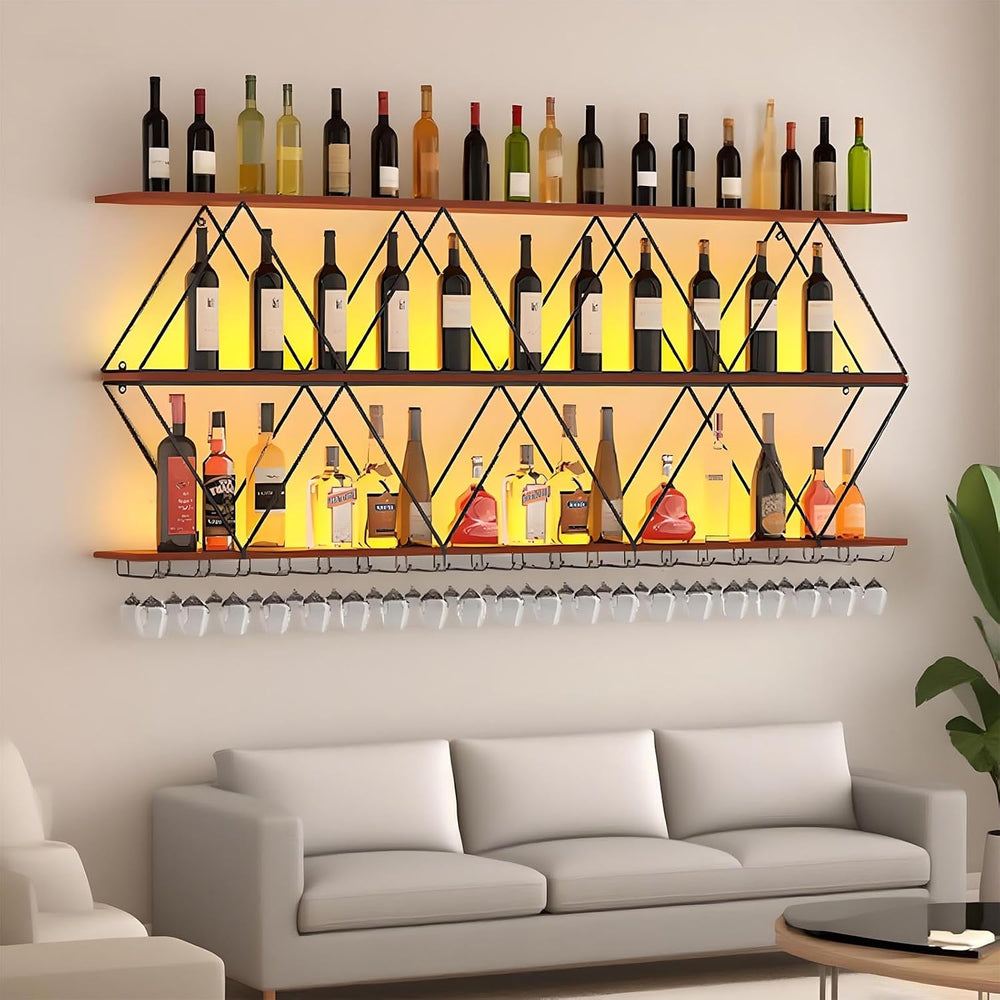 Ceiling Wine Glass Rack, Industrial Wall Mounted Wine Rack, Hanging Wine Rack...