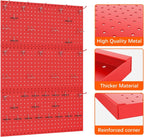 TORACK 3 PCS Metal Pegboard Panels(12x24 inch) for Wall Garage Tools Storage Pegboard System for Workbench, Modular Peg Board Tool Organizer Board Kit(Pack of 3, Red)