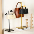Two Tiers Handbag Display Stands - 2PCS Stainless Steels Purse Stand Holder Adjustable Height Purse Display for Retail Luxury Bag Organizer Home Store Boutique Retail Closet Gold Color