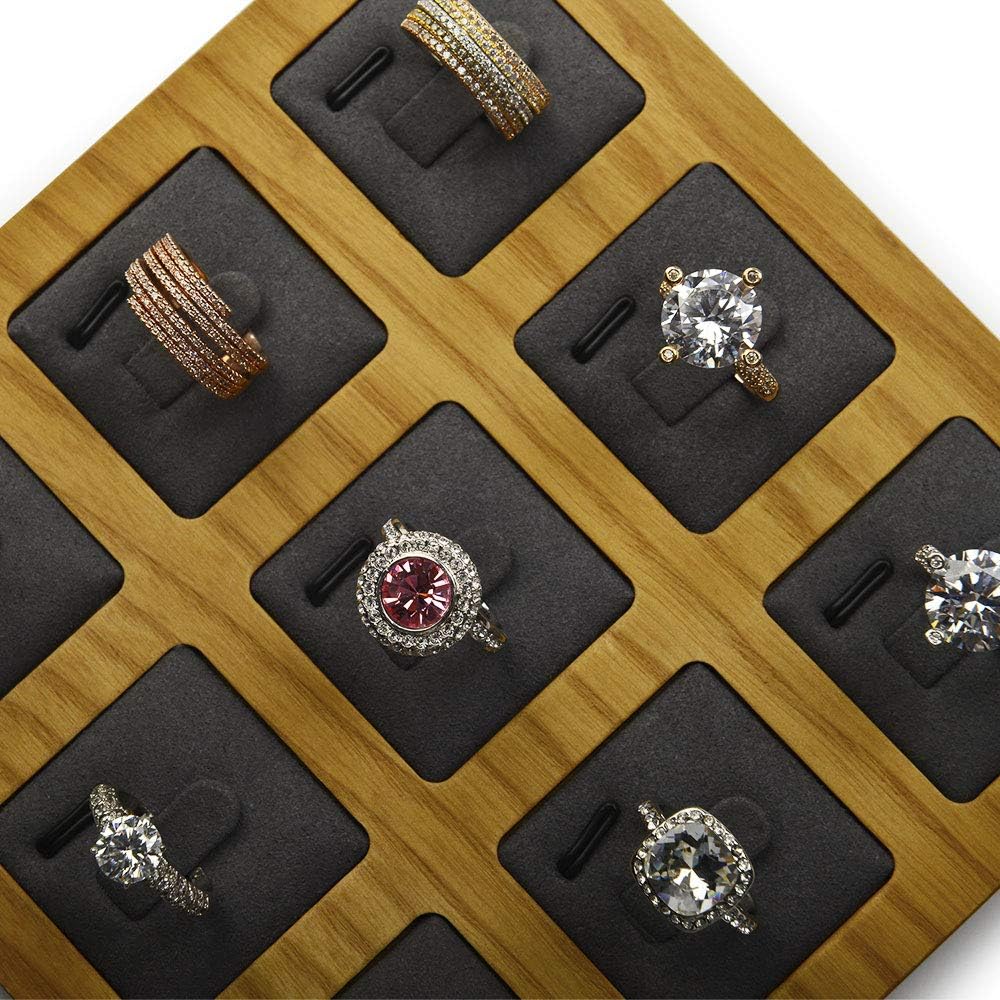 Jewelry Ring Display Tray Solid Wood Display Rings Stand Storage Jewelry Display Props Tray
