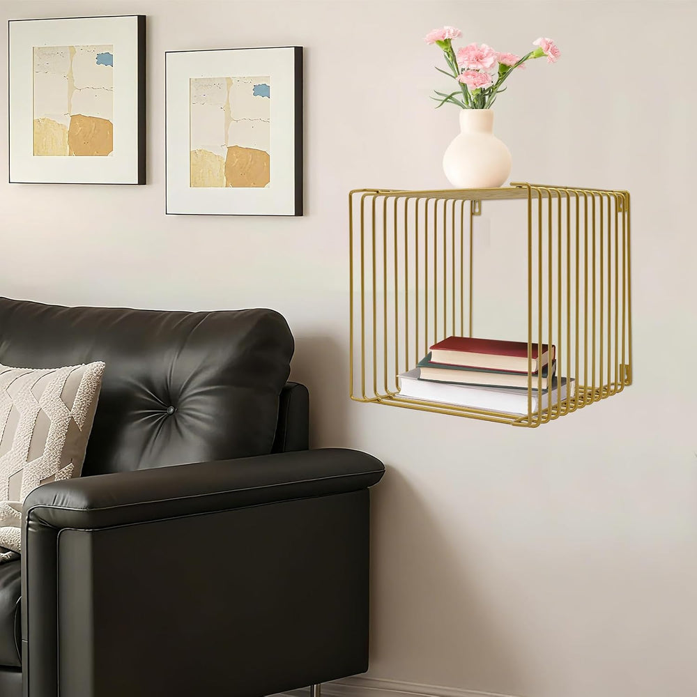 Retro Side Table, Industrial Night Stand, Wire Cube Storage Rack, Coffee Tabl...