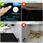Under Sink Mat, 19"x22" Under Sink Mats for Kitchen, Silicone Waterproof Under Sink Liner, Sink Cabinet Organizer Tray with Drain Hole (Black, 19X22)