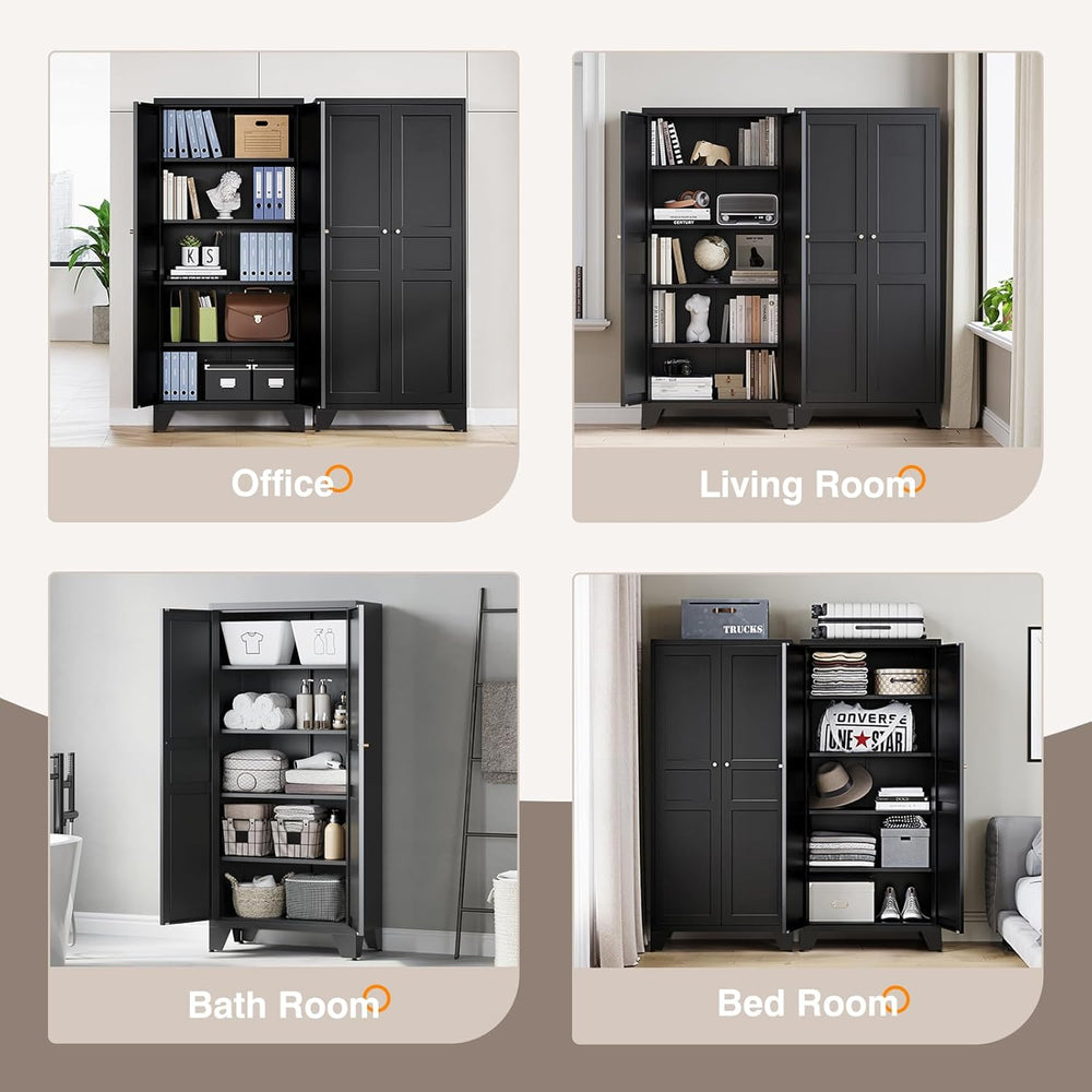 Yizosh Metal Pantry Cabinet,Tall Kitchen Pantry Storage Cabinet with Doors an...