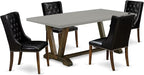 East West Furniture V797FO749-5 5 Piece Dining Room Furniture Set Includes a Rectangle Dining Table with V-Legs and 4 Black Faux Leather Upholstered Chairs, 40x72 Inch, Multi-Color