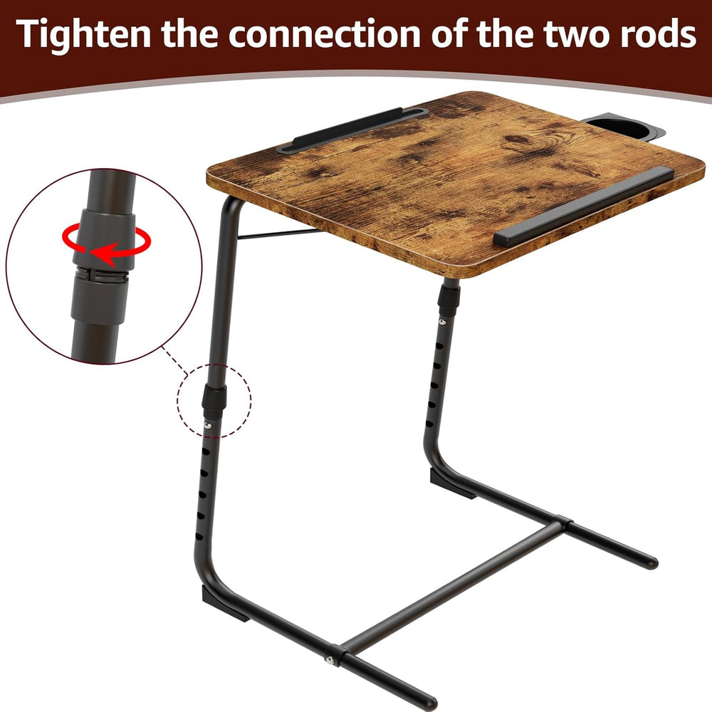 Folding TV Tray Adjustable Dinner - Trays for Eating On Couch Wooden Tables M...