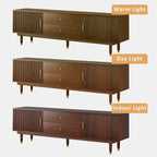 Mid Century Modern TV Stand for 75 inch TV, 66.9" Walnut TV Console with 2 Storage Cabinet & 2 Drawers, Entertainment Center, Media Console for Living Room/Bedroom