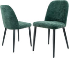 Upholstered Dining Chairs Set of 2 Modern Kitchen Chairs Chenille Fabric Dining Room Chairs High-Back Padded Dining Chairs with Metal Legs for Kitchen Dining Room Restaurant Cafe Hotel, Green