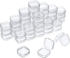 SATINIOR 48 Packs Clear Small Plastic Containers Transparent Storage Box with Hinged Lid for Small Items Crafts Jewelry (1.37 x 1.37 x 0.7 Inches)