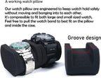 3 Slot Hard Watch Travel Case, Watch Roll Case Storage and Organizer for Men and Women, with anti-move watch pillow (Black fabric 3Slots)