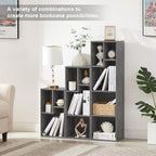 VECELO Small Bookshelf, 5 Cube Slim Bookcase, Fits Tallest Hardcovers, Horizontal Available, Modern Floor Standing Unit, Each Shelf Hold Up to 66 LBS,Modern Gray