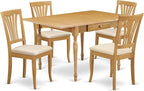 East West Furniture MZAV5-OAK-C 5 Piece Dinette Set for 4 Includes a Rectangle Dining Room Table with Dropleaf and 4 Linen Fabric Kitchen Dining Chairs, 36x54 Inch, Oak