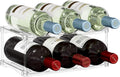 Lifewit Stackable Water Bottle Storage Organizer, Clear Freestanding Wine Bottle Holder for Cabinet, Tumbler Cup Organizer, Plastic Large Compartment Wine Rack for Fridge Cellar, 2Tier Hold 6