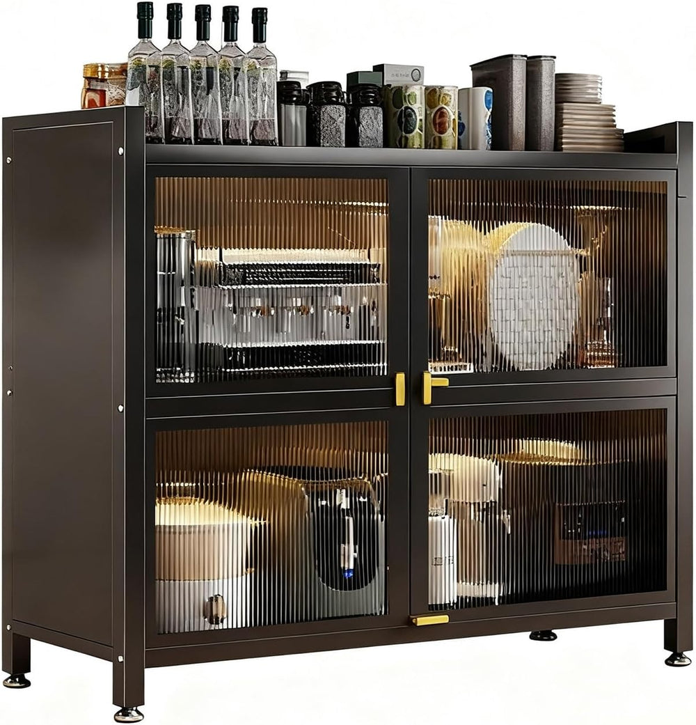 Storage Cabinet, Farmhouse Pantry Storage Cabinet with Sliding Barn Doors, Co...