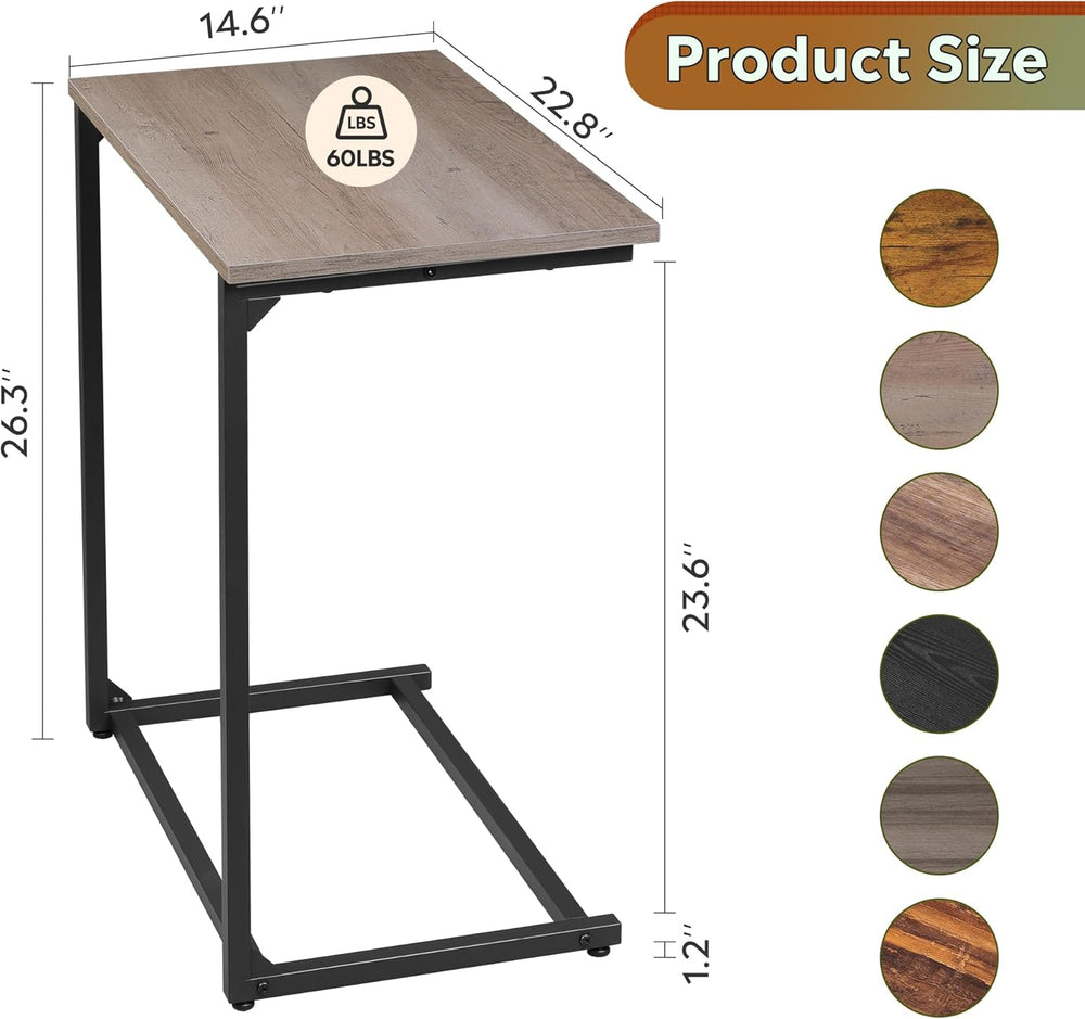 WLIVE C-Shaped End Table, Small Side Tables for Sofa, Wide Couch Table That S...