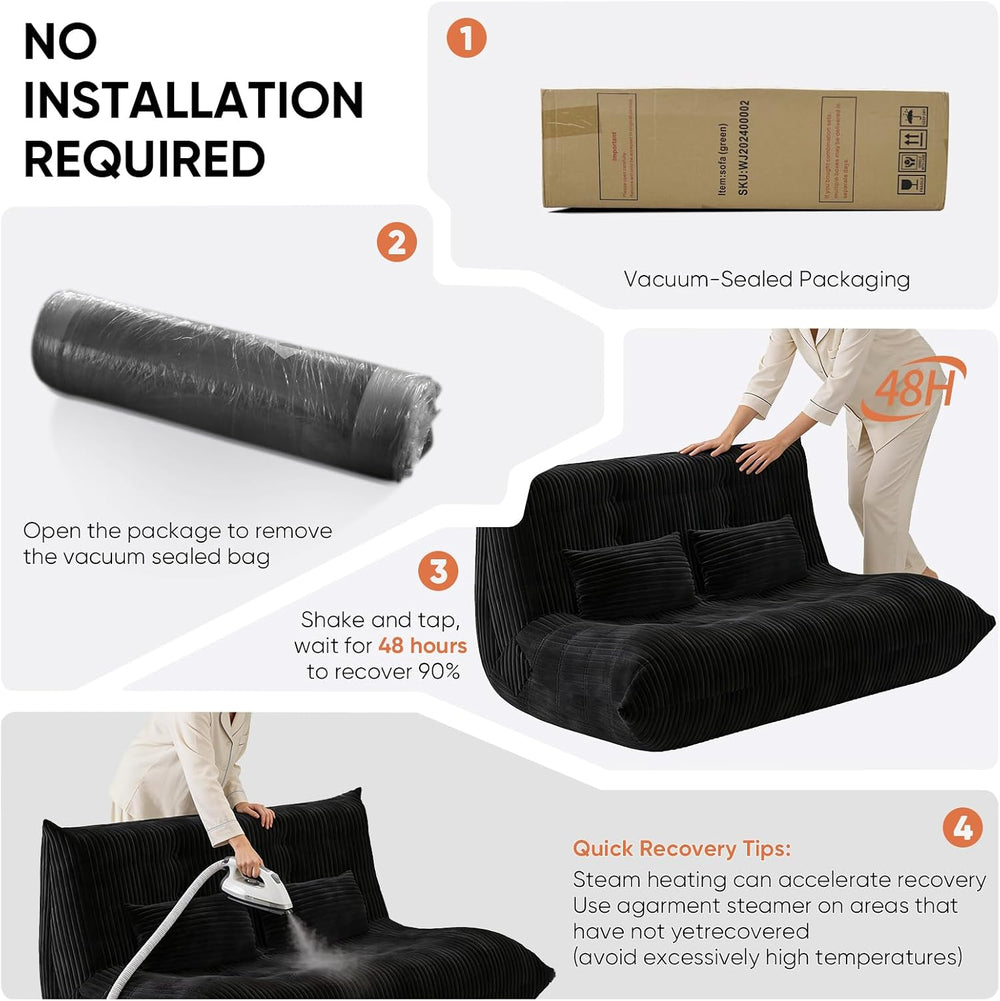 Bean Bag Chair with Pillow, Giant Flannal Memory Foam beanbags Lazy Sofa for ...
