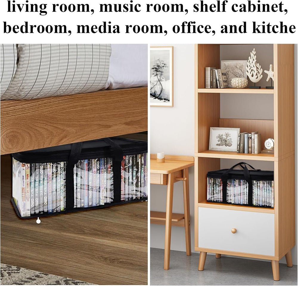 QTLCOHD 8 Pack DVD Storage Bags, Clear PVC DVD Case Holder with Handles | Fro...