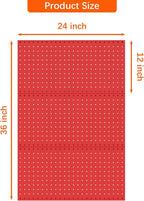 TORACK 3 PCS Metal Pegboard Panels(12x24 inch) for Wall Garage Tools Storage Pegboard System for Workbench, Modular Peg Board Tool Organizer Board Kit(Pack of 3, Red)